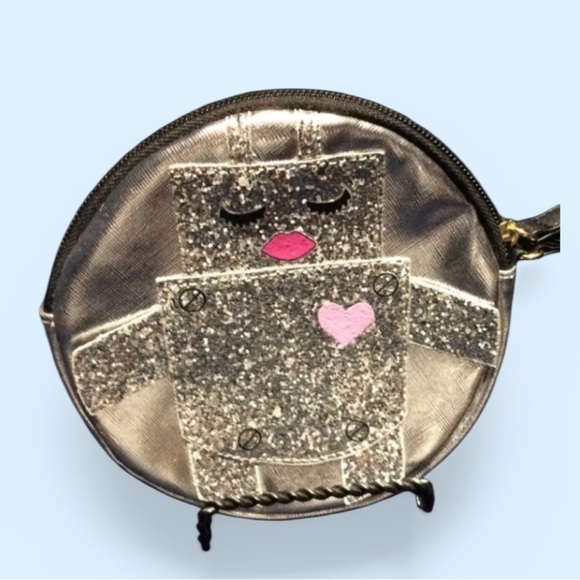 Handbags - Betsy Johnson Luv Betsy Silver Glitter Robot wristlet